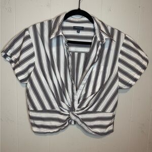 Madison Black and White Striped Blouse